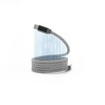 NADELLA. USB-C to USB-C cable with a braided polyester cord (60 W) and a magnetic system for easy winding - Black