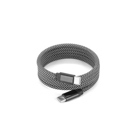 NADELLA. USB-C to USB-C cable with a braided polyester cord (60 W) and a magnetic system for easy winding - Black