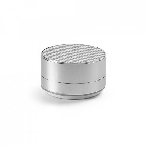 FLOREY. Draagbare 3W luidspreker met 4 uur autonomie in gerecycled aluminium (100% rAL) en gerecycled ABS (100% rABS) - Satijn zilver