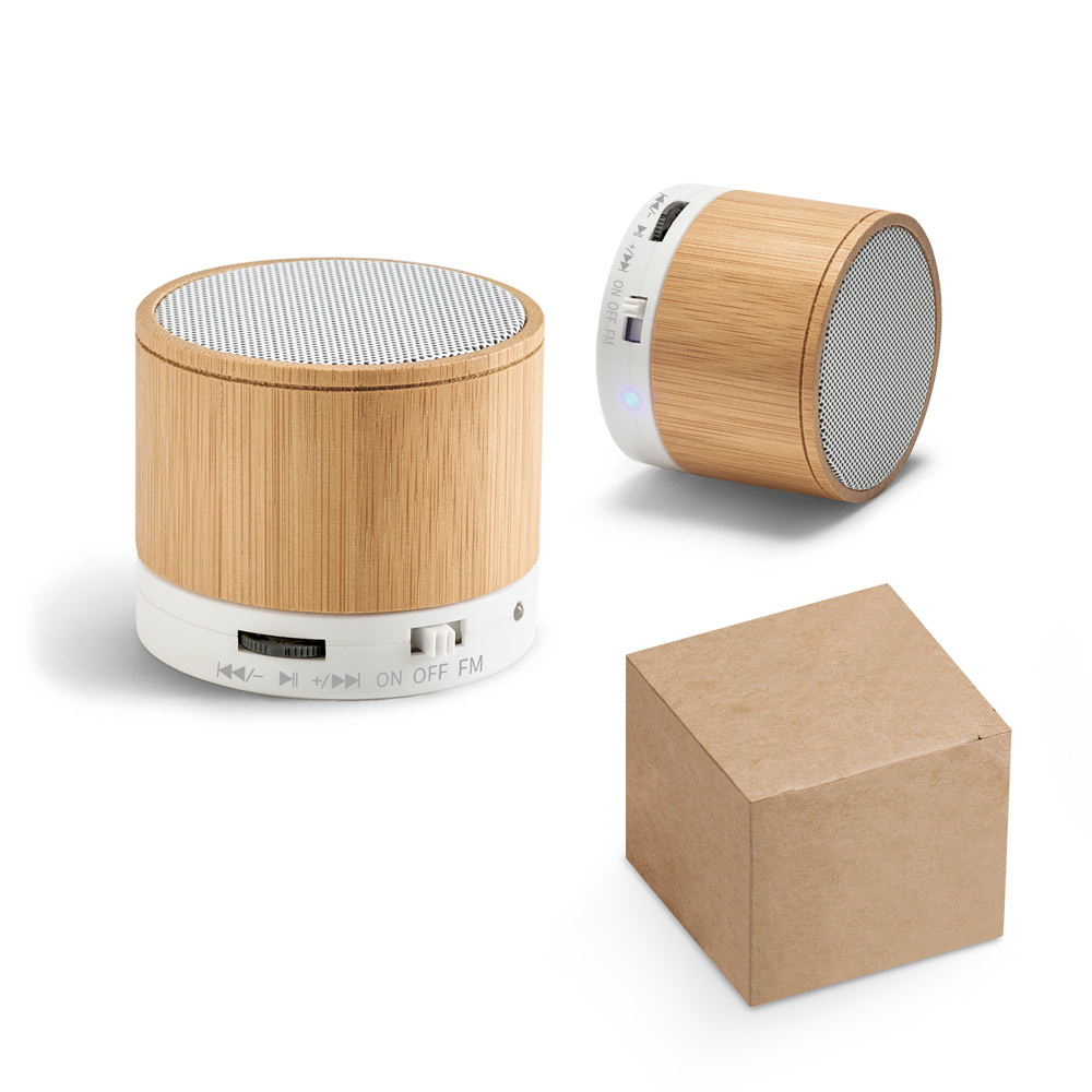 Coluna de som portátil em bambu com microfone — Personalizado