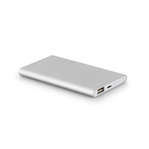 MARCET. Power bank slim 4.000 mAh din ABS reciclat (70% rABS) și aluminiu reciclat (30% rAL) - Argintiu satinat