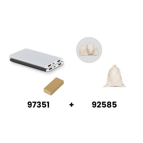 NOBEL. Power bank 7,200 mAh &uacute;jrahasznos&iacute;tott alum&iacute;niumb&oacute;l (100% rAL)