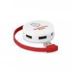 GARDNER. HUB mit Kabel und 4 USB-A-Anschl&uuml;ssen aus ABS - Rot