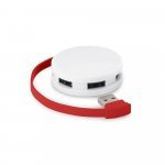 GARDNER. HUB mit Kabel und 4 USB-A-Anschl&uuml;ssen aus ABS - Rot