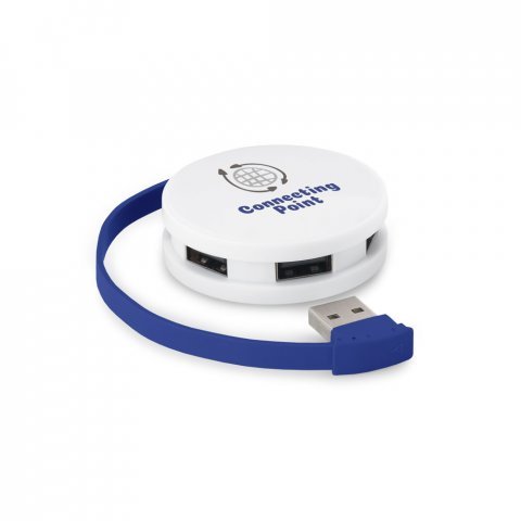 GARDNER. HUB mit Kabel und 4 USB-A-Anschl&uuml;ssen aus ABS - K&ouml;nigsblau