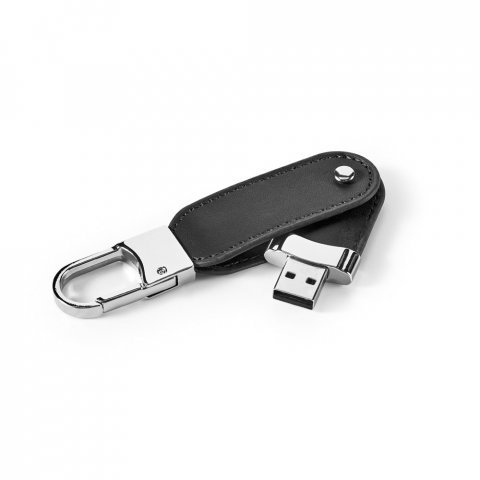 BRAGG 8GB. Pamięć USB o pojemności 8 GB z PU i karabińczykiem - Czarny