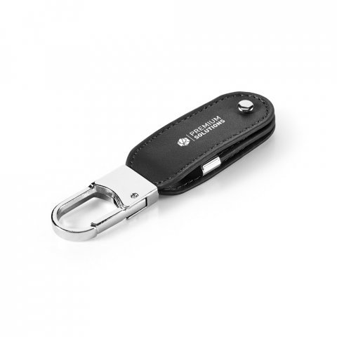 BRAGG 8GB. Pamięć USB o pojemności 8 GB z PU i karabińczykiem - Czarny