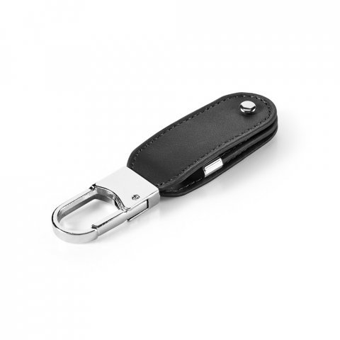BRAGG 8GB. Pamięć USB o pojemności 8 GB z PU i karabińczykiem - Czarny
