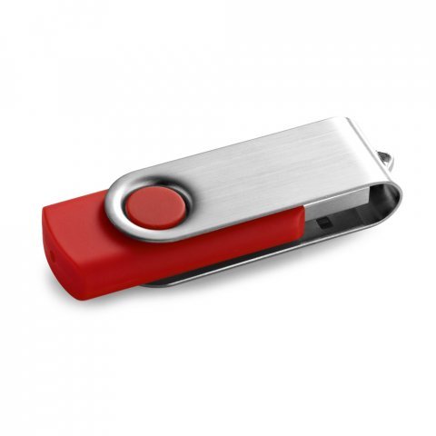 CLAUDIUS 4GB. Cl&eacute; USB 4GB avec attache en m&eacute;tal - Rouge