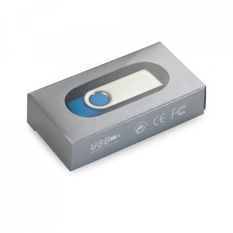 CLAUDIUS 8GB. 8 GB USB-minnepinne med metallklips - Lyse bl&aring; 