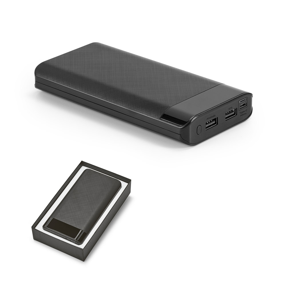 Power bank 16.000 mAh com display em ABS — Personalizado