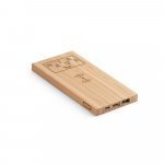 FITCH. Захранваща батерия 5000 mAh с 5W безжично зарядно устройство от бамбуково - естествен