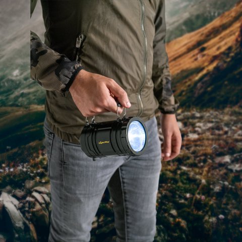 OLYMPOS. 2-in-1 lantern in ABS and PS - Black