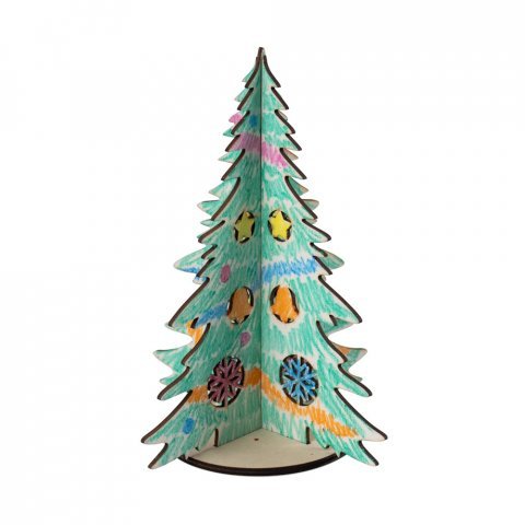 PINERY. &Aacute;rvore de Natal desmont&aacute;vel para colorir em madeira - Natural claro