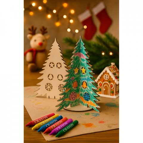 PINERY. &Aacute;rvore de Natal desmont&aacute;vel para colorir em madeira