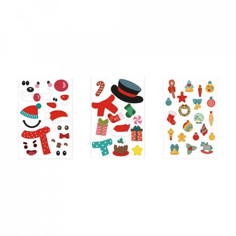 GLIMN. Set de six feuilles avec figurines de No&euml;l et 3 feuilles d'autocollants - Blanc