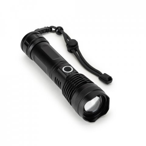 YVIAN. Lampe torche rechargeable de 10 W en aluminium (100% rAL) - Noir