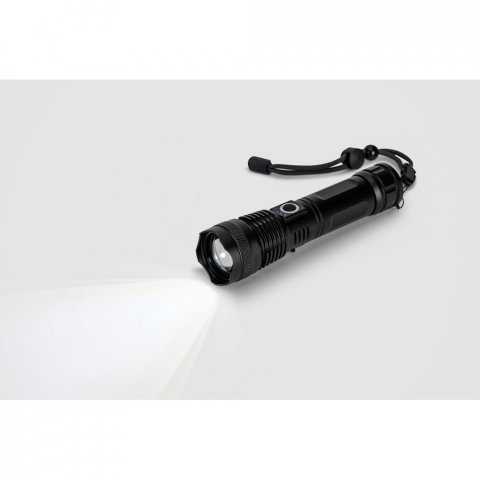 YVIAN. Lampe torche rechargeable de 10 W en aluminium (100% rAL) - Noir