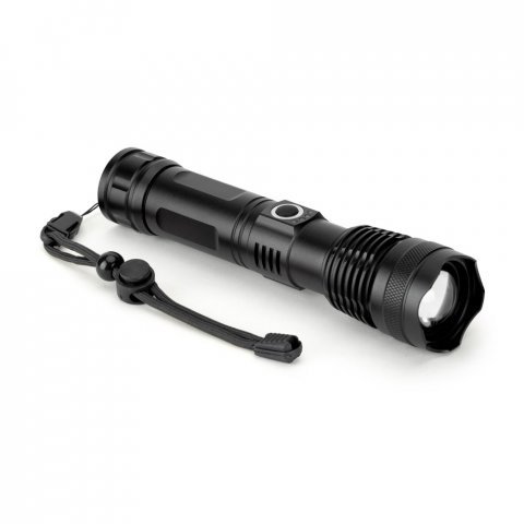 YVIAN. Lampe torche rechargeable de 10 W en aluminium (100% rAL) - Noir