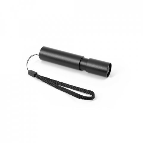 BRUCE. Wiederaufladbare Taschenlampe aus recyceltem Aluminium (100 % rAL) mit 30 mm ausziehbarer Spitze - Schwarz