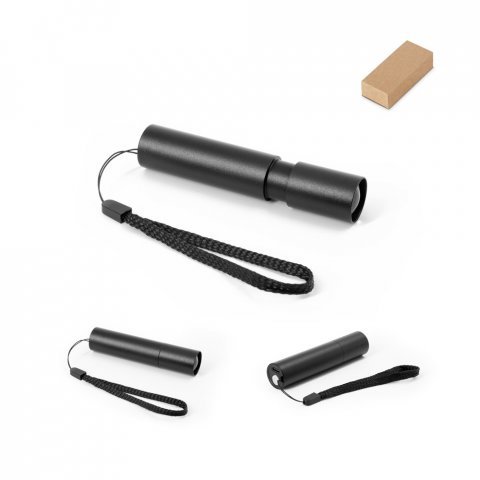 BRUCE. Wiederaufladbare Taschenlampe aus recyceltem Aluminium (100 % rAL) mit 30 mm ausziehbarer Spitze