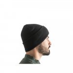 CARL. Gerecycled polyester (100% rPET) dubbellaagse unisex beanie - Zwart