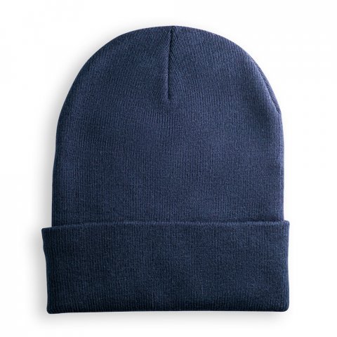 CARL. Gerecycled polyester (100% rPET) dubbellaagse unisex beanie - Marineblauw