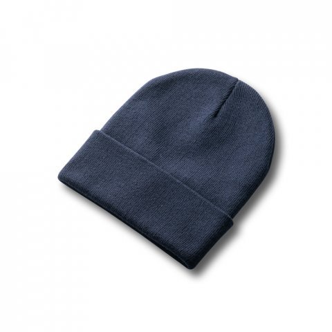 CARL. Gerecycled polyester (100% rPET) dubbellaagse unisex beanie - Marineblauw
