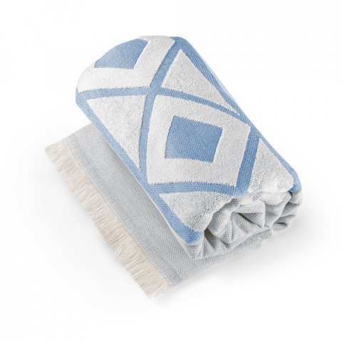 MALEK. Prosop multifuncțional și de baie (350g/m&sup2;) din bumbac ușor și rezistent (85%) și bumbac reciclat (15%) - Albastru