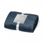 DYLEAF. (240 g/m&sup2;) fleece blanket with ribbon wrap and personalisation card - Blue