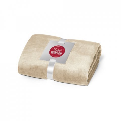 DYLEAF. (240 g/m&sup2;) fleece blanket with ribbon wrap and personalisation card - Beige