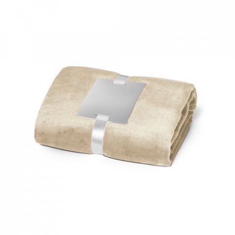 DYLEAF. (240 g/m&sup2;) fleece blanket with ribbon wrap and personalisation card - Beige