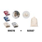 HEIDEN. Manta revers&iacute;vel em tecido polar (190 g/m&sup2;) com fita em cetim e cart&atilde;o personaliz&aacute;vel