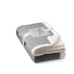 HEIDEN. Reversible fleece blanket (190 g/m&sup2;) with satin ribbon and personalised card