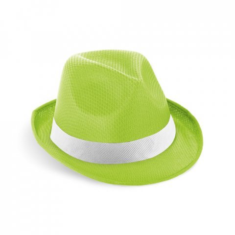 MANOLO POLI. Pălărie din PP cu panglică albă din poliester - Verde deschis