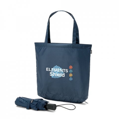 SKYLAR. Ombrello 2 in 1 con borsa per la spesa in poliestere riciclato inclusa - Blu