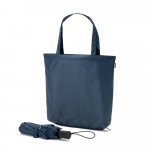 SKYLAR. Ombrello 2 in 1 con borsa per la spesa in poliestere riciclato inclusa - Blu