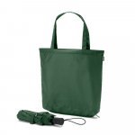 SKYLAR. Ombrello 2 in 1 con borsa per la spesa in poliestere riciclato inclusa - Verde scuro