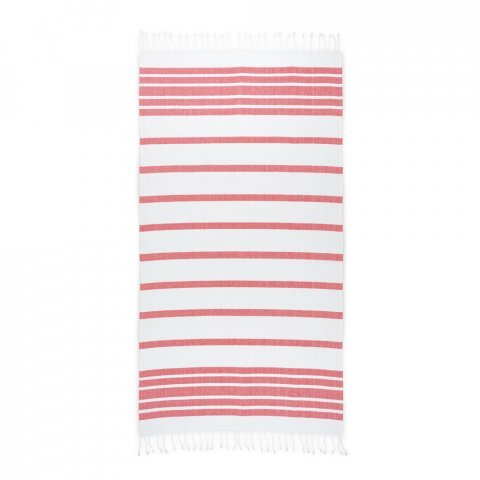 SARDENHA. Beach towel in cotton (70% recycled) and polyester (30% recycled) (180 g/m&sup2;) - Red