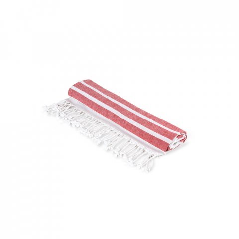 SARDENHA. Beach towel in cotton (70% recycled) and polyester (30% recycled) (180 g/m&sup2;) - Red