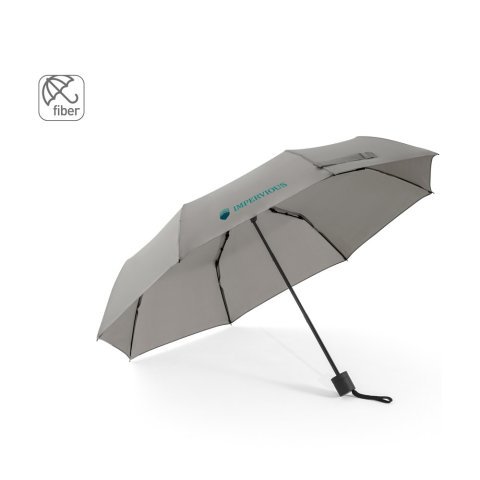 AIDEN. Parapluie 21" en polyester recycl&eacute; (100% rPET) pong&eacute; 190T, pliable en 3 parties