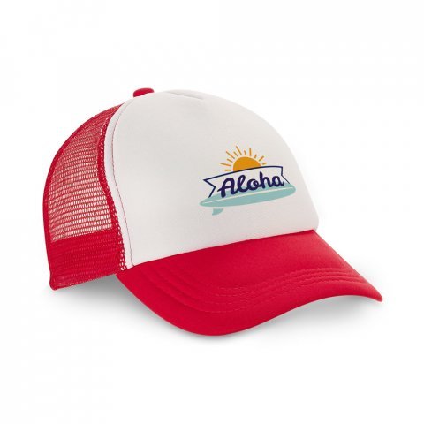 NICOLA. Czapka z poliestru i siatki (150 g/m&sup2;) - Czerwony