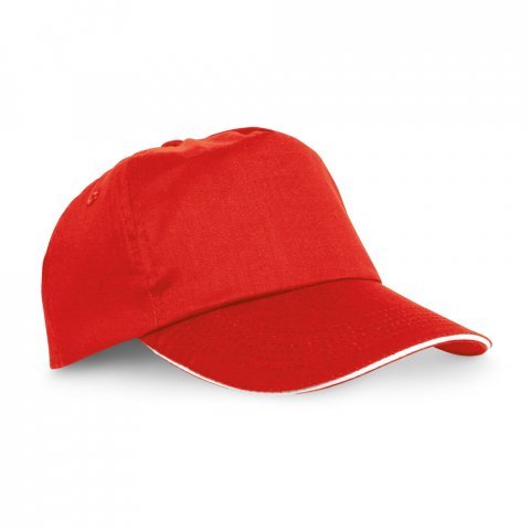 CLAIRE. Casquette sandwich en 100% polyester - Rouge